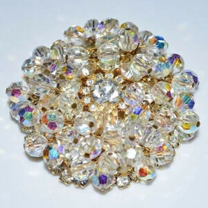 JULIANA D&E Gold Tone Clear Rhinestone Brooch